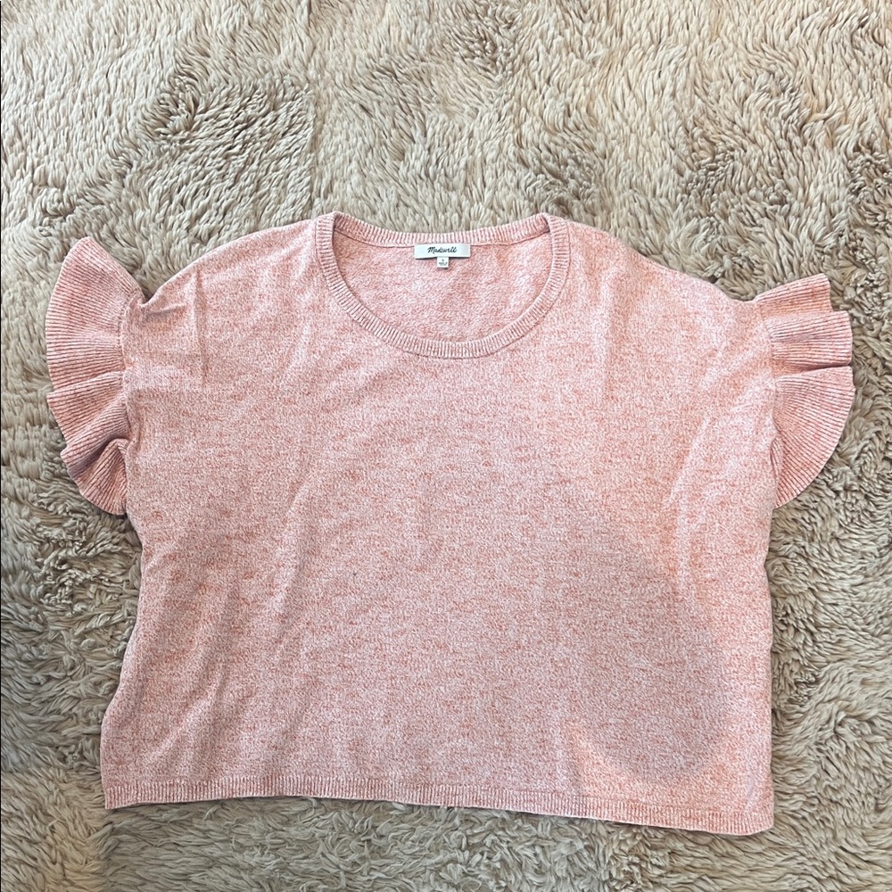 Madewell Blush Ruffle Sleeve Sweater